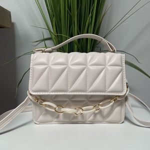 NWOT stylish quilted white crossbody with chain